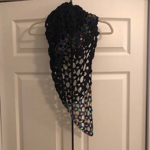 ⭐️Make an offer⭐️Black/rainbow crocheted scarf
